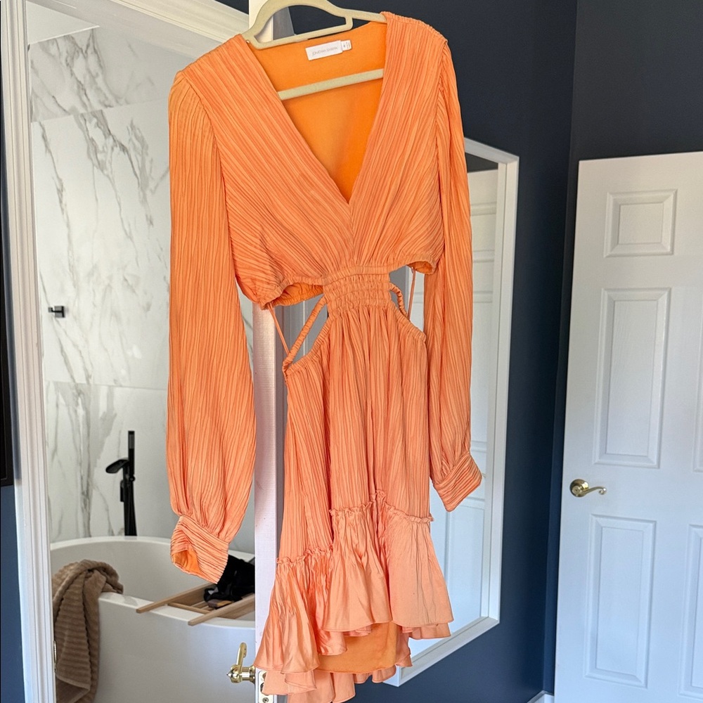 Jonathan Simkhai Vibrant Orange Long Sleeve Dress